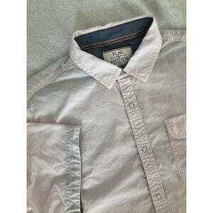 Men’s Short Sleeve Snap Button Down Shirt Size Medium Pale Pink Collared Preppy